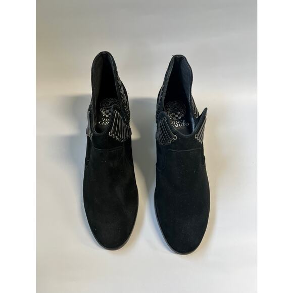 Vince Camuto Pevista Booties Ankle Boots Block Suede Black Women's Size 7.5 - Picture 2 of 7